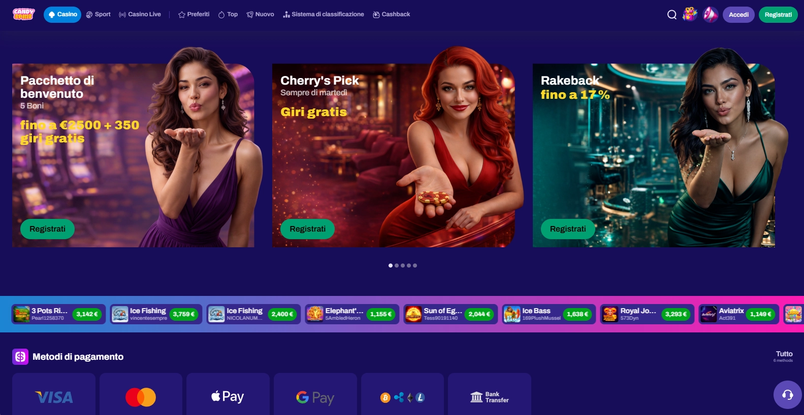 Candy Spinz ti conquista per numero di bonus offerti