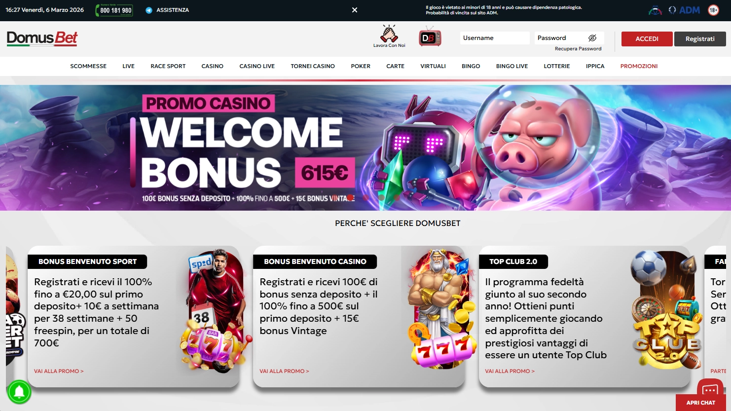 DomusBet: Sentirsi a casa per giocare e scommettere