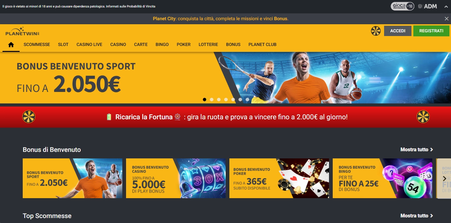 Planetwin: la sua popolarità in Italia continua a crescere